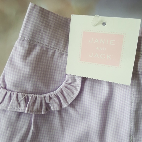 Janie and jack NWT Purple checks outfit Precious - Picture 2 of 5